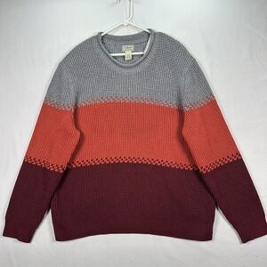LL Bean Rollneck Sweater Mens 3XL Tri-Color Waffle Knit Fisherman Organic Cotton